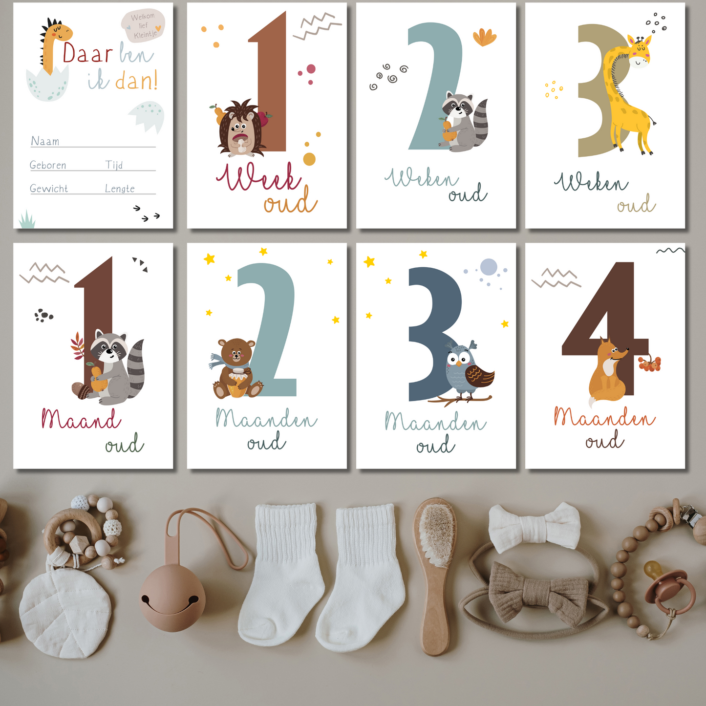 Mijlpaalkaarten Set 31 kaarten – Colorful World | Baby’s Eerste Jaar met Dieren