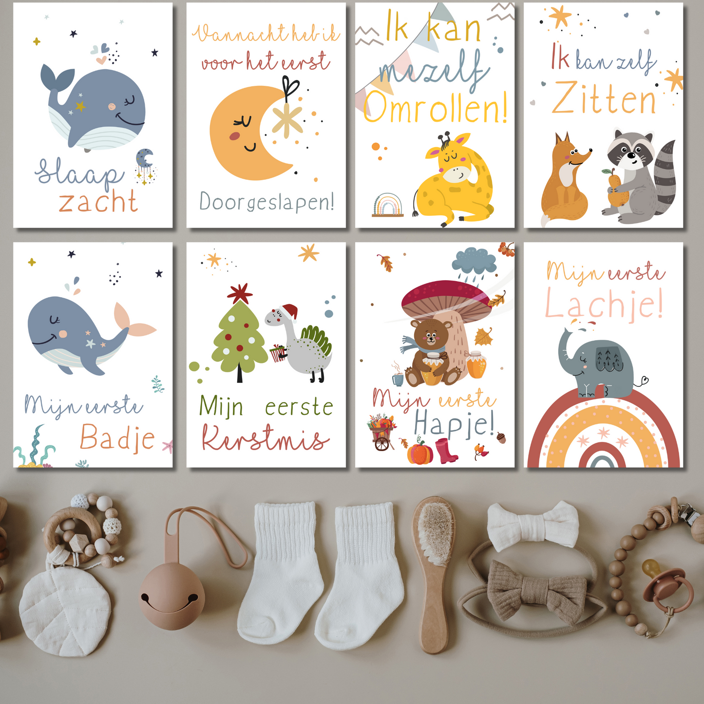 Mijlpaalkaarten Set 31 kaarten – Colorful World | Baby’s Eerste Jaar met Dieren