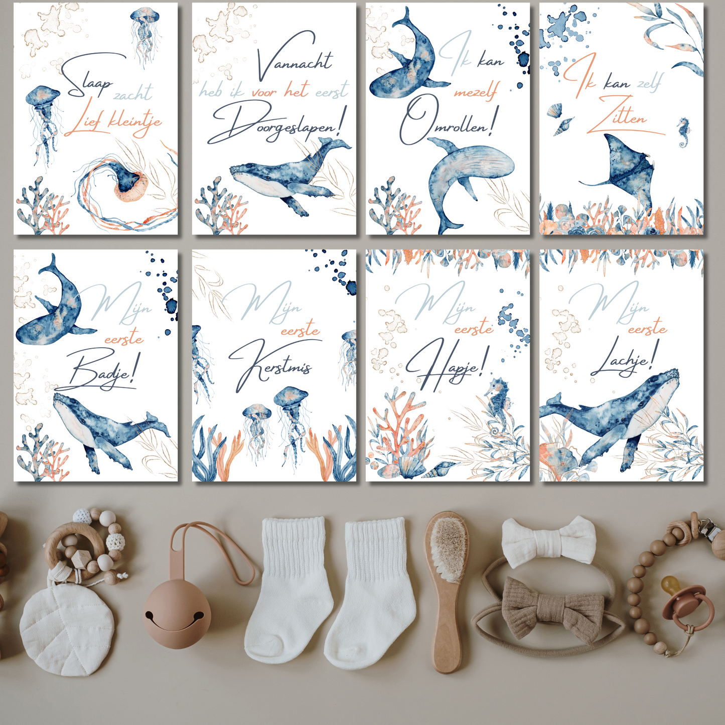 Mijlpaalkaarten Set 31 kaarten – Ocean Wonders | Baby’s Eerste Jaar met Onderwaterdieren