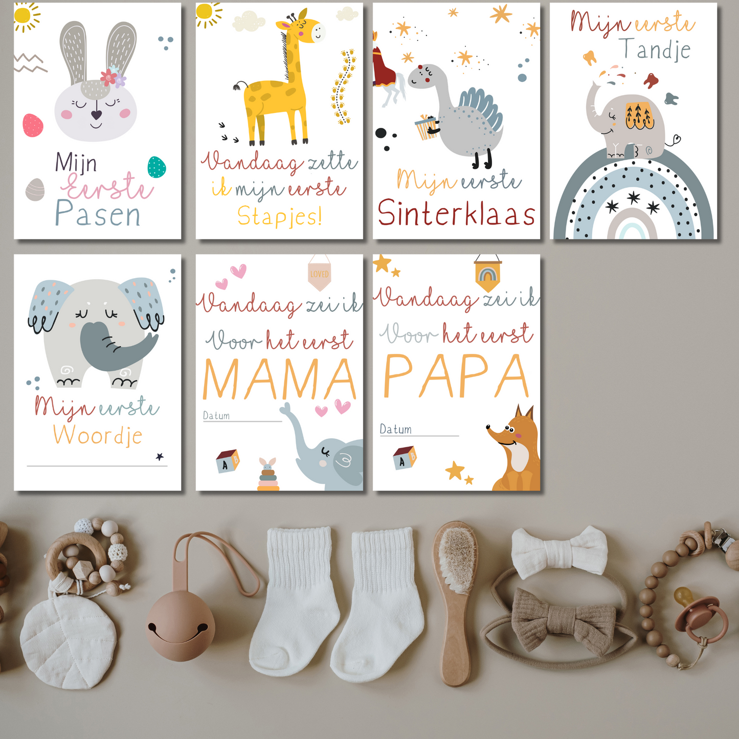 Mijlpaalkaarten Set 31 kaarten – Colorful World | Baby’s Eerste Jaar met Dieren