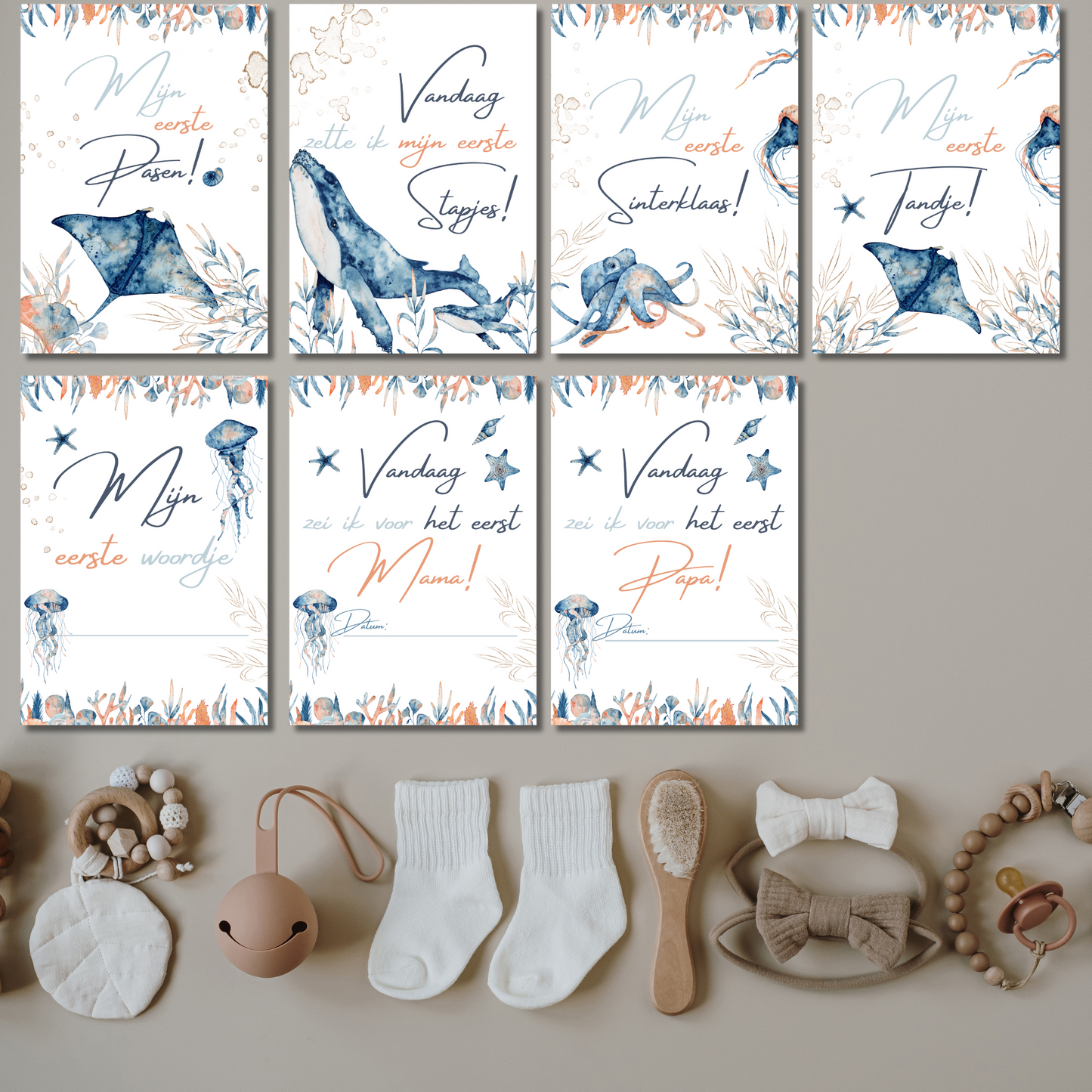 Mijlpaalkaarten Set 31 kaarten – Ocean Wonders | Baby’s Eerste Jaar met Onderwaterdieren