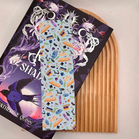 Boekenlegger – Blue Bookish Pattern | Voor Boekenliefhebbers