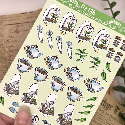 Planner Stickervel – Tea Time | Cozy Thee Stickers voor Journals