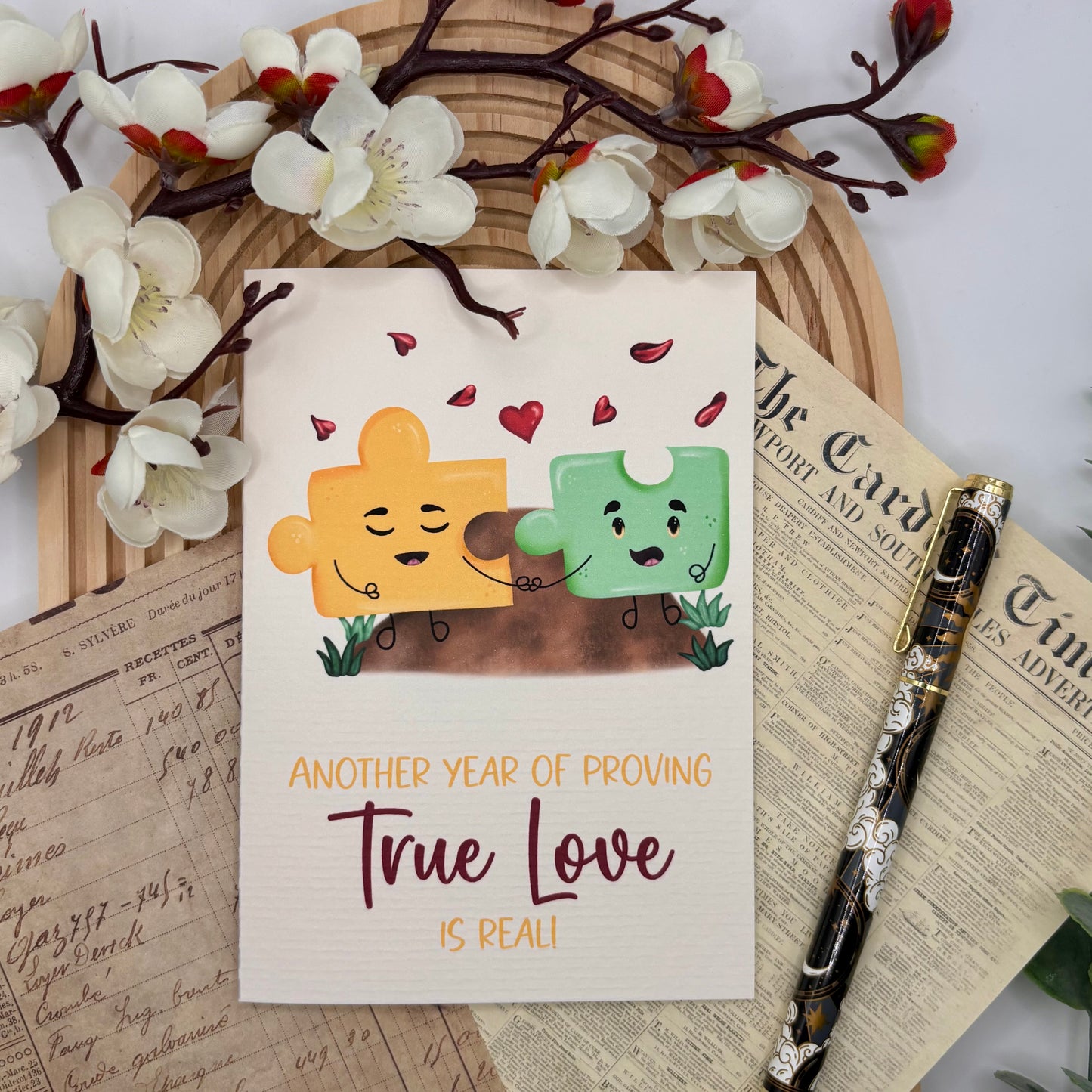 Wenskaart – Another Year of True Love | Kawaii Puzzelstukjes