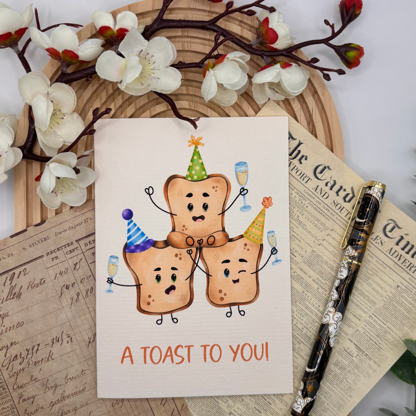 Wenskaart – A Toast to You! | Kawaii Broodjes & Champagne