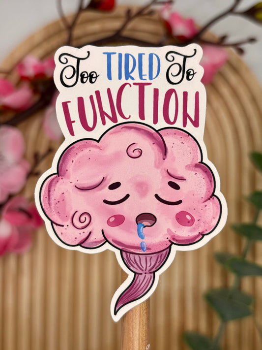 Close-up van hersenen sticker met grappige quote.