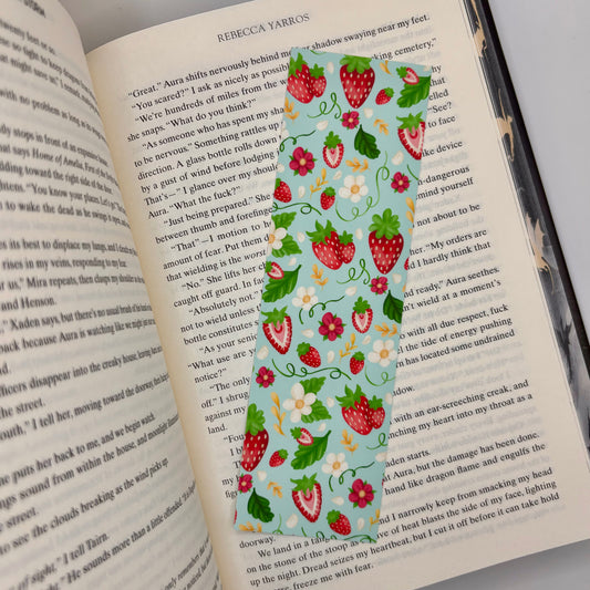 Boekenlegger – Strawberry Bloom | Aardbeien & Bloemenpatroon