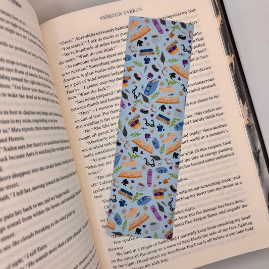 Boekenlegger – Blue Bookish Pattern | Voor Boekenliefhebbers