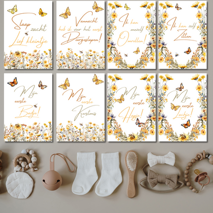 Mijlpaalkaarten Set 31 kaarten – Wildflowers | Baby’s Eerste Jaar in Watercolor Stijl