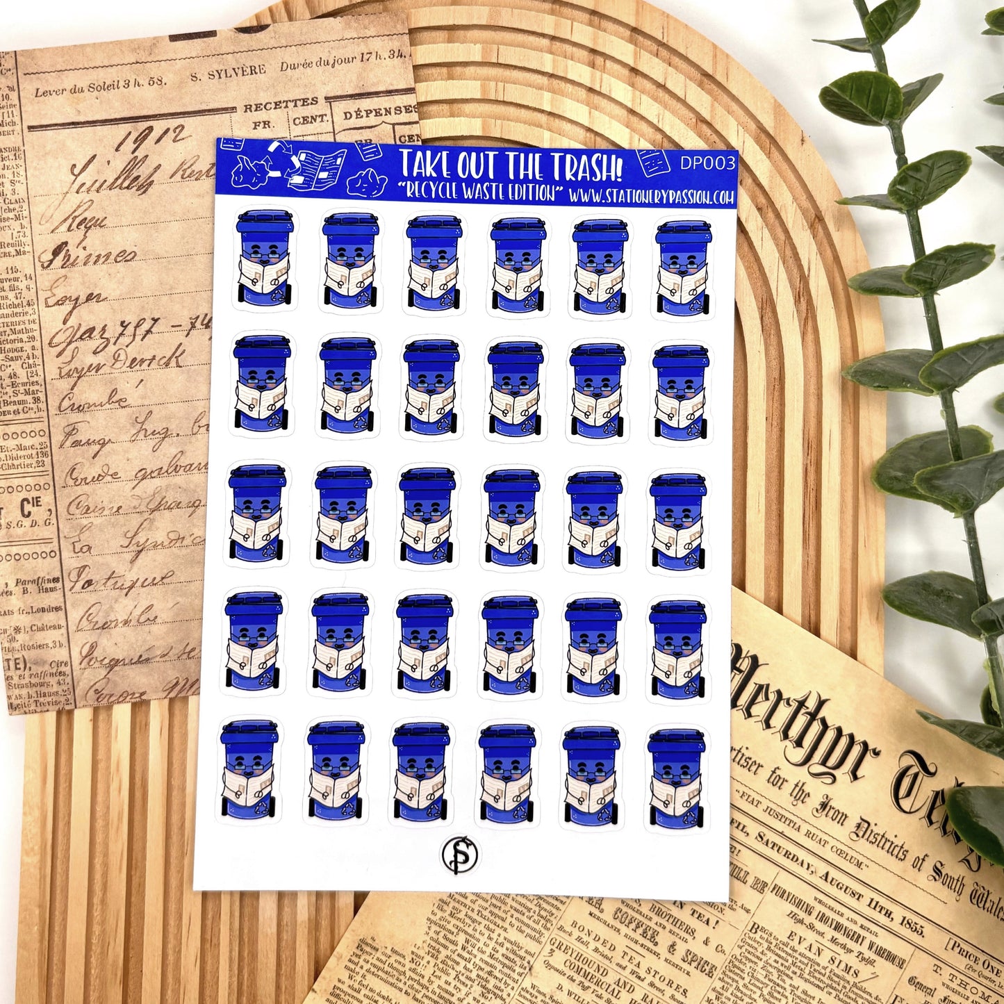 Planner Stickervel – Blue Bin Day | Recycle & Papierafval Stickers