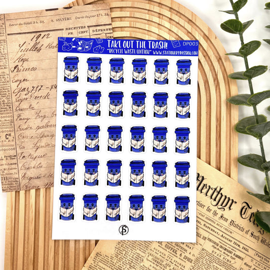 Planner Stickervel – Blue Bin Day | Recycle & Papierafval Stickers