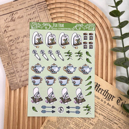Planner Stickervel – Tea Time | Cozy Thee Stickers voor Journals