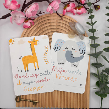 Mijlpaalkaarten Set 31 kaarten – Colorful World | Baby’s Eerste Jaar met Dieren