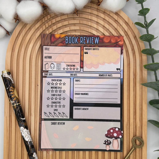 Autumn Vibes Book Review Notepad A6 – herfst design met cozy vibes
