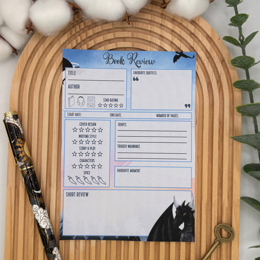 Flying Dragons Book Review Notepad A6 – fantasy design met draken