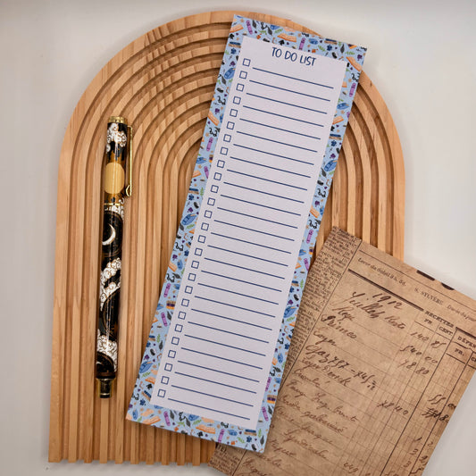 To-do lijst met blauwe boekenpatroon border – Blue Book Pattern design.