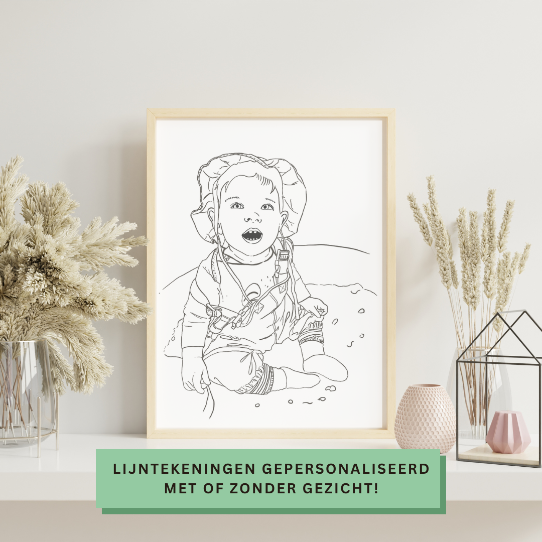 Gepersonaliseerde lijntekening van personen – handgetekend van foto