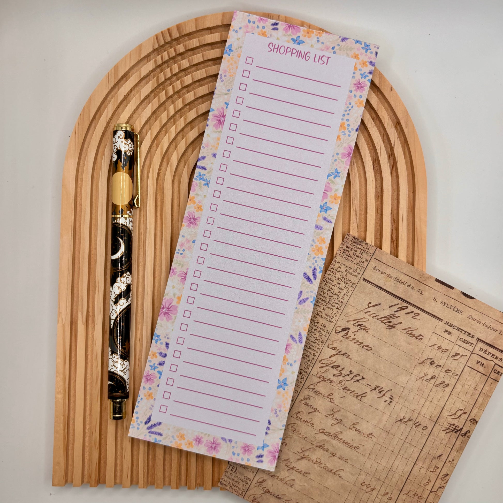 Boodschappenlijst met pastel bloemenborder – Pastel Blooms design.
