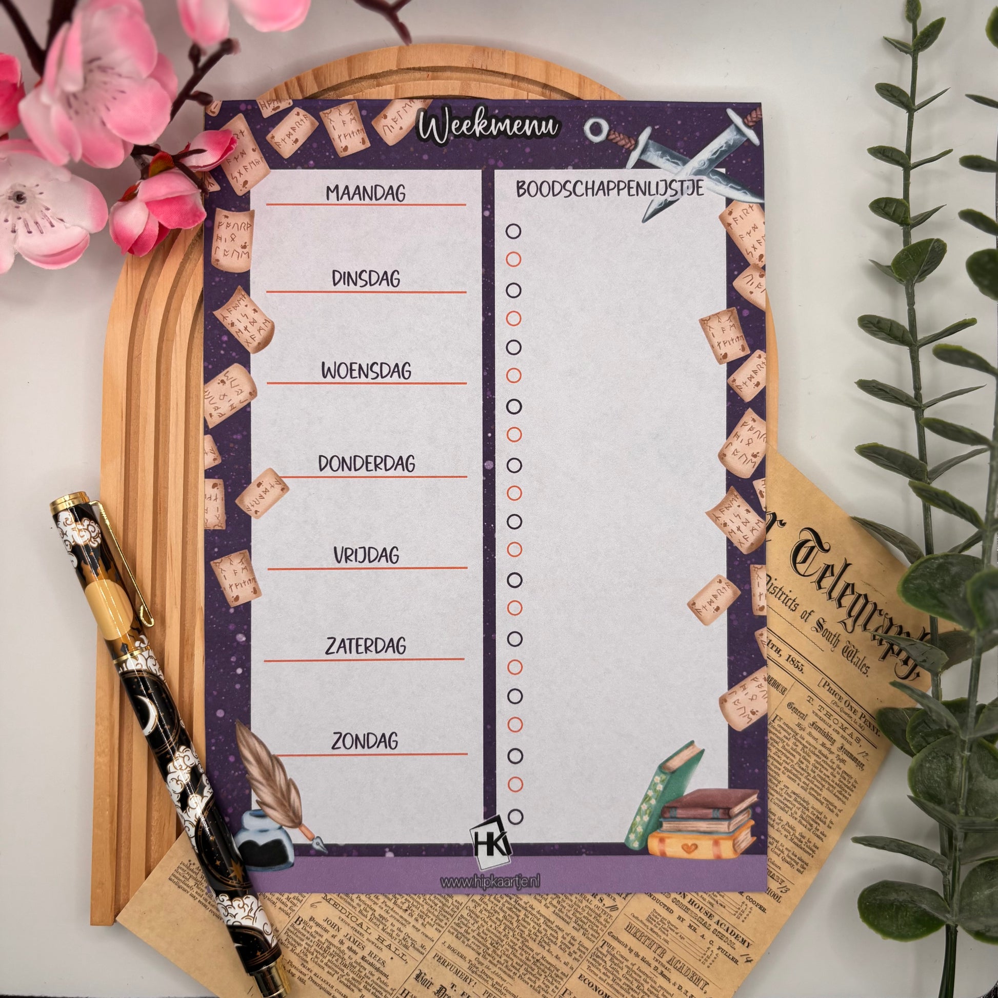 Meal Planner Pad Arcane Tales – A5 weekmenu planner met boodschappenlijst van Hip Kaartje