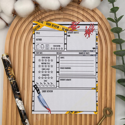 The Perfect Crime Book Review Notepad A6 – thriller design met crime vibes